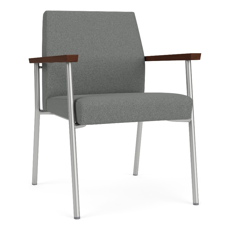 Mystic Reception Waiting Room Healthcare Guest Chair / Silver Steel / Light Gray
