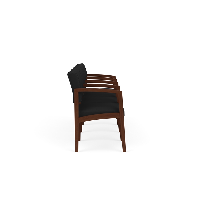 Lenox Wood Reception Waiting 4-Seat Tandem Seating / Walnut Wood / Black