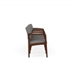 Lenox Wood Reception Waiting 4-Seat Tandem Seating / Walnut Wood / Light Gray