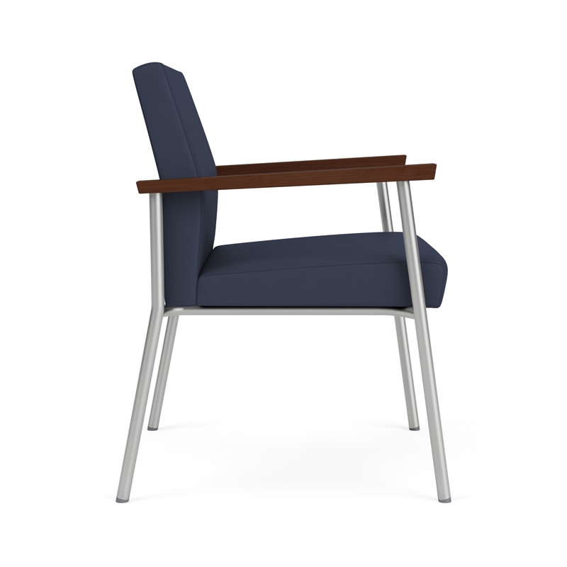 Mystic Reception Waiting Room Oversize Guest Chair / Silver Steel / Blue