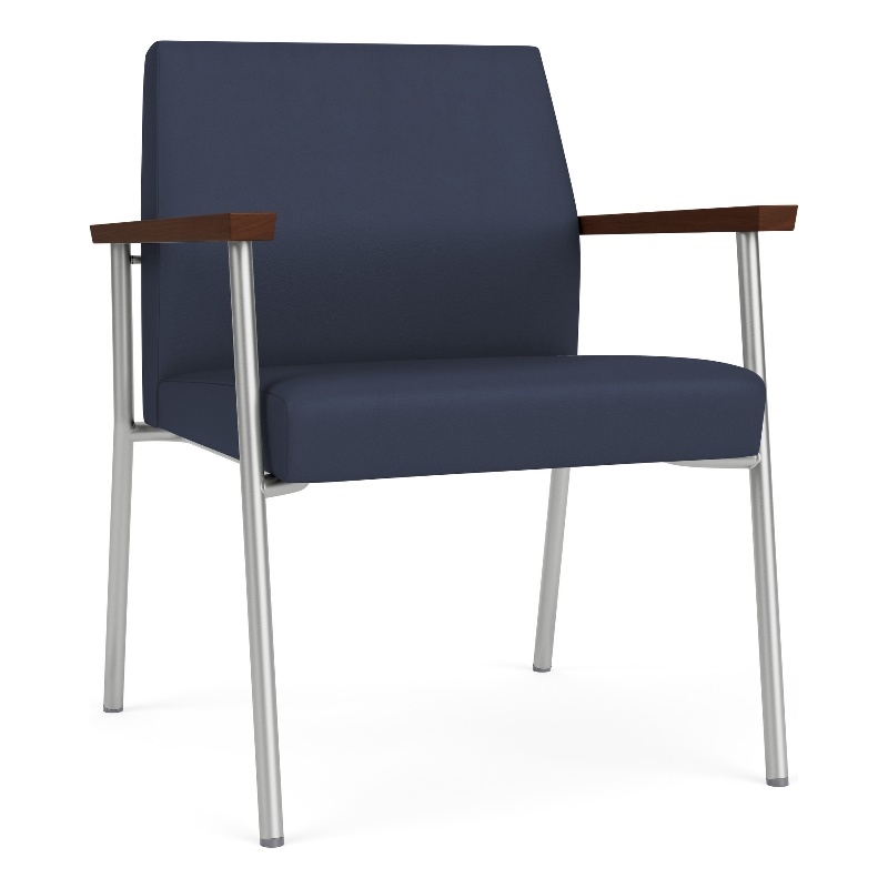 Mystic Reception Waiting Room Oversize Guest Chair / Silver Steel / Blue