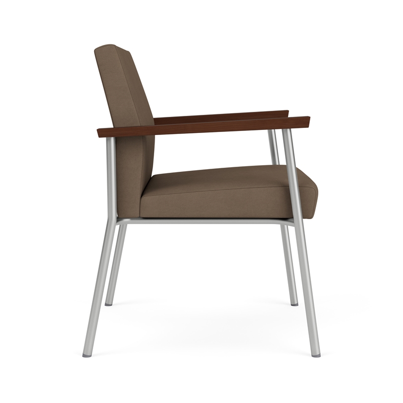 Mystic Reception Waiting Room Oversize Guest Chair / Silver Steel / Brown