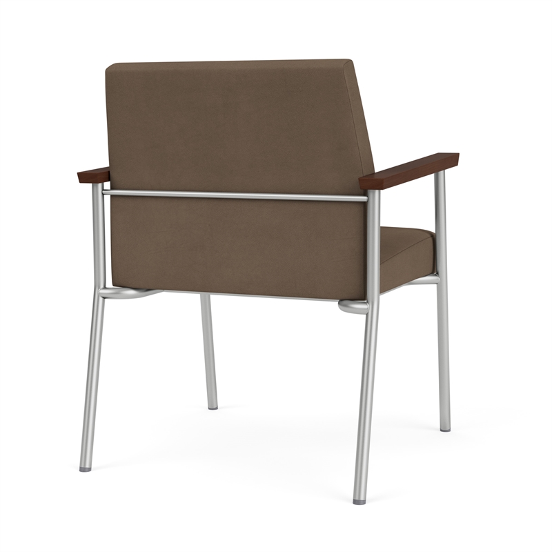 Mystic Reception Waiting Room Oversize Guest Chair / Silver Steel / Brown