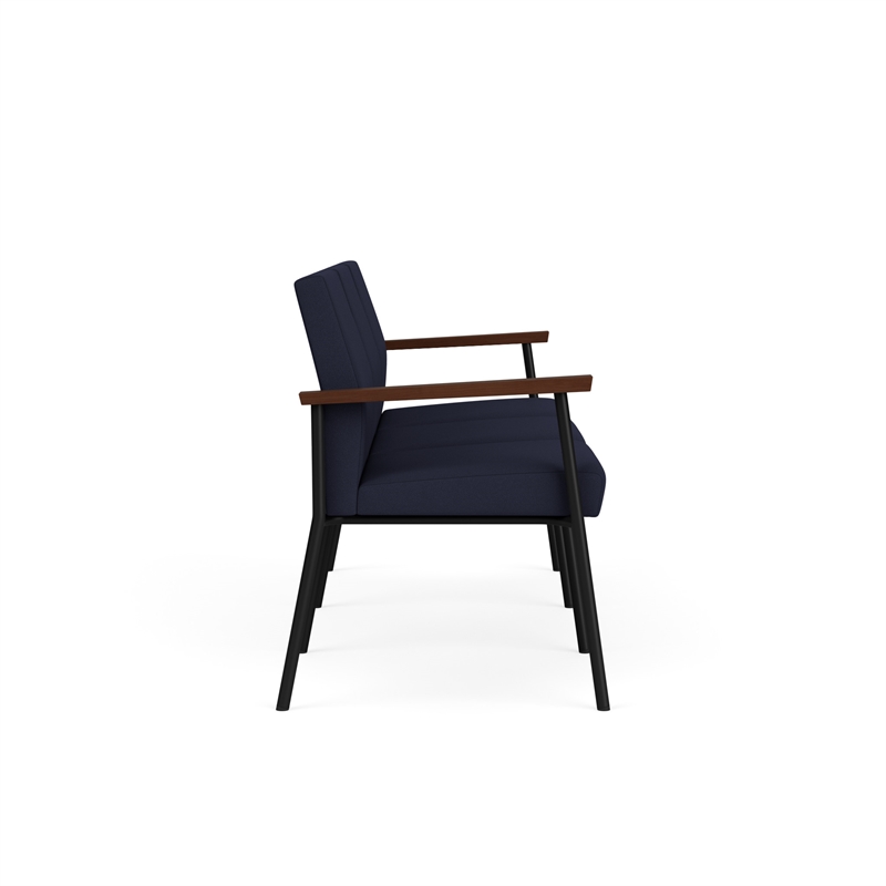 Mystic Reception Waiting 3-Seat Tandem Seating / Black Steel / Navy Blue