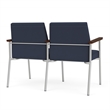 Mystic Reception Waiting Room Steel Tandem Seating / Silver Steel / Blue