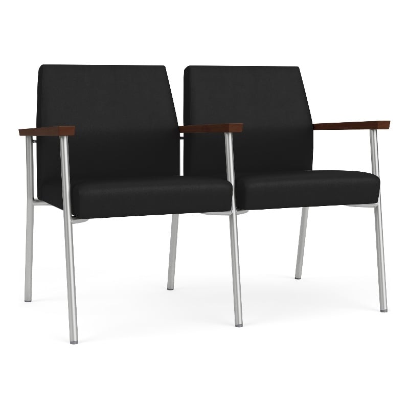 Mystic Reception Waiting Room Steel Tandem Seating / Silver Steel / Black