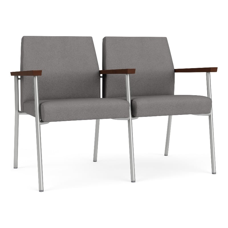 Mystic Reception Waiting Steel Tandem Seating / Silver Steel / Light Gray