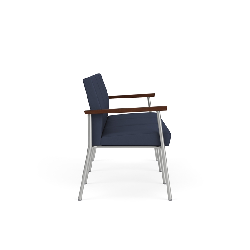 Mystic Reception Waiting 3-Seat Steel Tandem Seating / Silver Steel / Blue