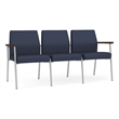 Mystic Reception Waiting 3-Seat Steel Tandem Seating / Silver Steel / Blue