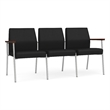 Mystic Reception Waiting Room 3-Seat Tandem Seating / Silver Steel / Black