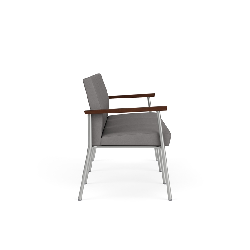 Mystic Reception Waiting 3-Seat Steel Tandem Seating / Silver Steel / Light Gray
