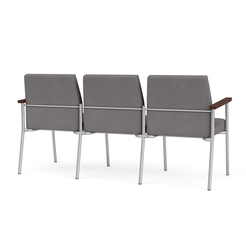 Mystic Reception Waiting 3-Seat Steel Tandem Seating / Silver Steel / Light Gray