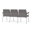 Mystic Reception Waiting 3-Seat Steel Tandem Seating / Silver Steel / Light Gray
