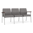 Mystic Reception Waiting 3-Seat Steel Tandem Seating / Silver Steel / Light Gray