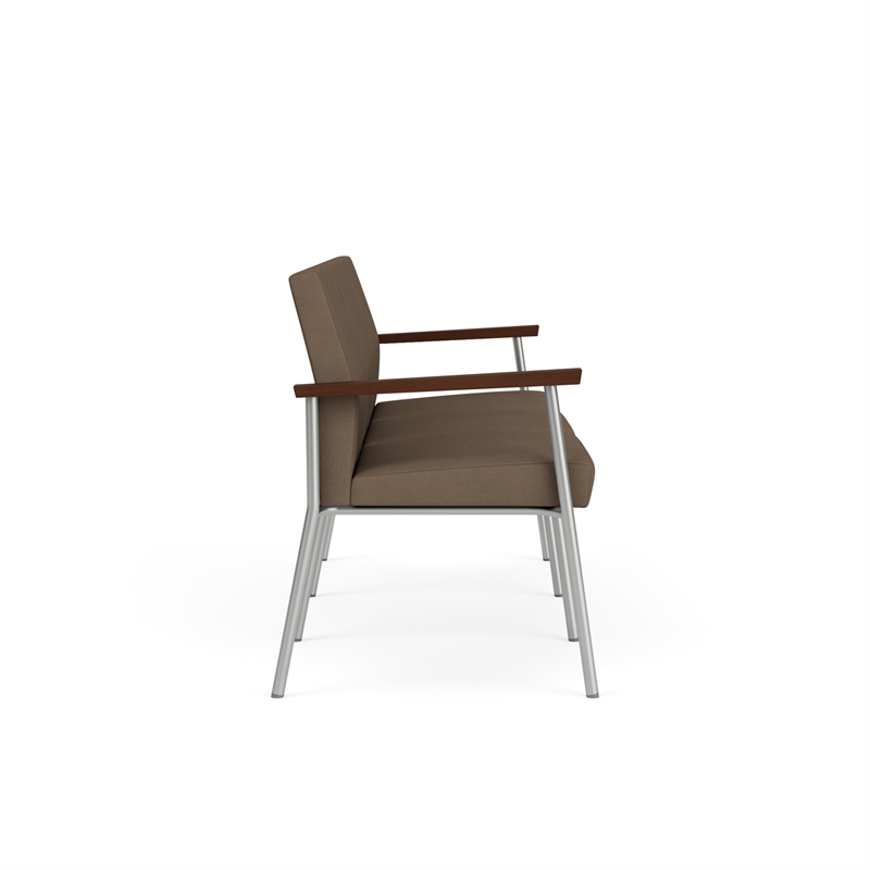 Mystic Reception Waiting Room 3-Seat Tandem Seating / Silver Steel / Brown