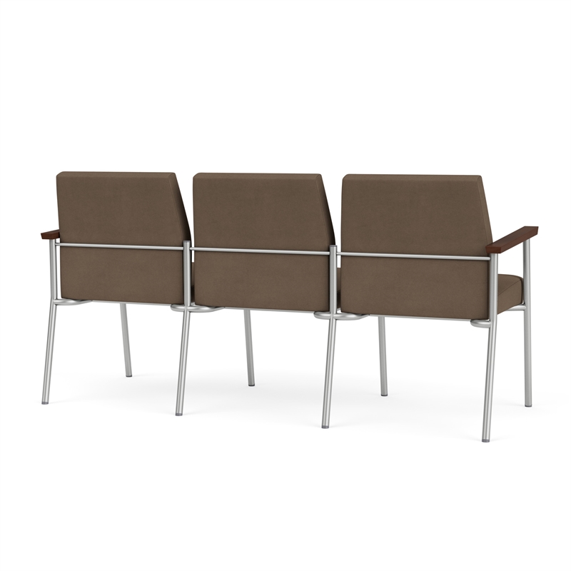 Mystic Reception Waiting Room 3-Seat Tandem Seating / Silver Steel / Brown