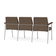 Mystic Reception Waiting Room 3-Seat Tandem Seating / Silver Steel / Brown