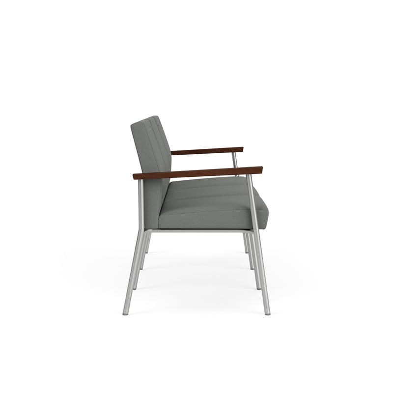 Mystic Reception Waiting 3-Seat Steel Tandem Seating / Silver Steel / Light Gray