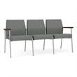 Mystic Reception Waiting 3-Seat Steel Tandem Seating / Silver Steel / Light Gray