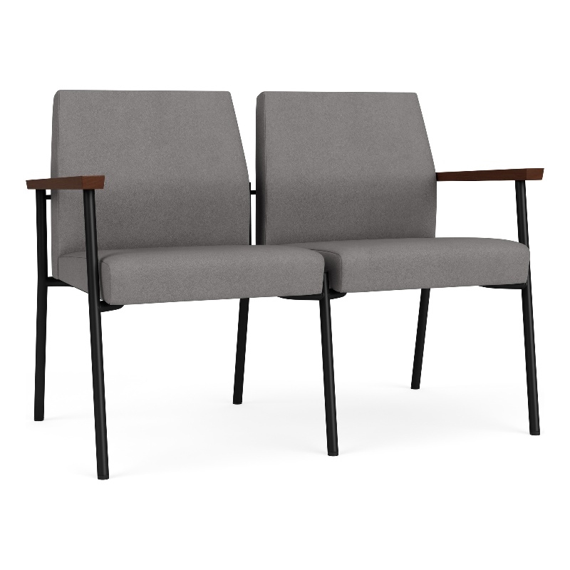 Mystic Reception Waiting 2-Seat Tandem Seating / Black Steel / Light Gray