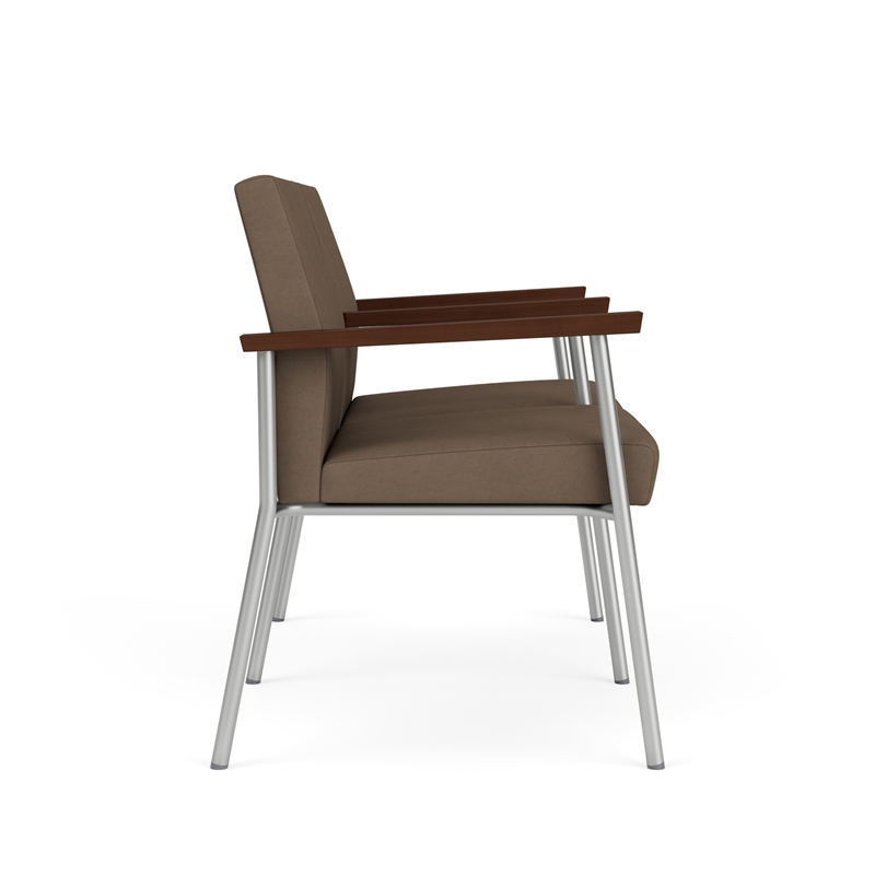 Mystic Reception Waiting Room Steel Tandem Seating / Silver Steel / Brown