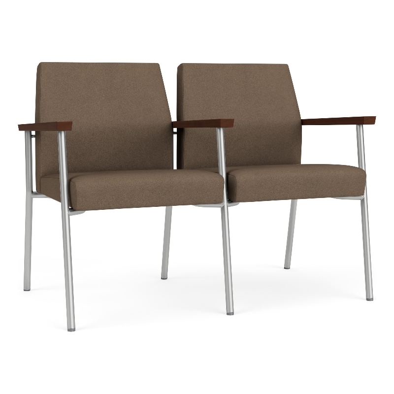 Mystic Reception Waiting Room Steel Tandem Seating / Silver Steel / Brown