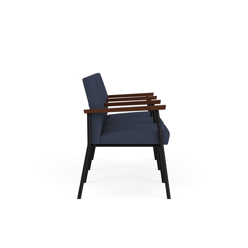 Mystic Reception Waiting 3-Seat Steel Tandem Seating / Black Steel / Blue