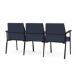 Mystic Reception Waiting 3-Seat Steel Tandem Seating / Black Steel / Blue
