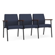 Mystic Reception Waiting 3-Seat Steel Tandem Seating / Black Steel / Blue