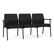 Mystic Reception Waiting 3-Seat Steel Tandem Seating / Black Steel / Black