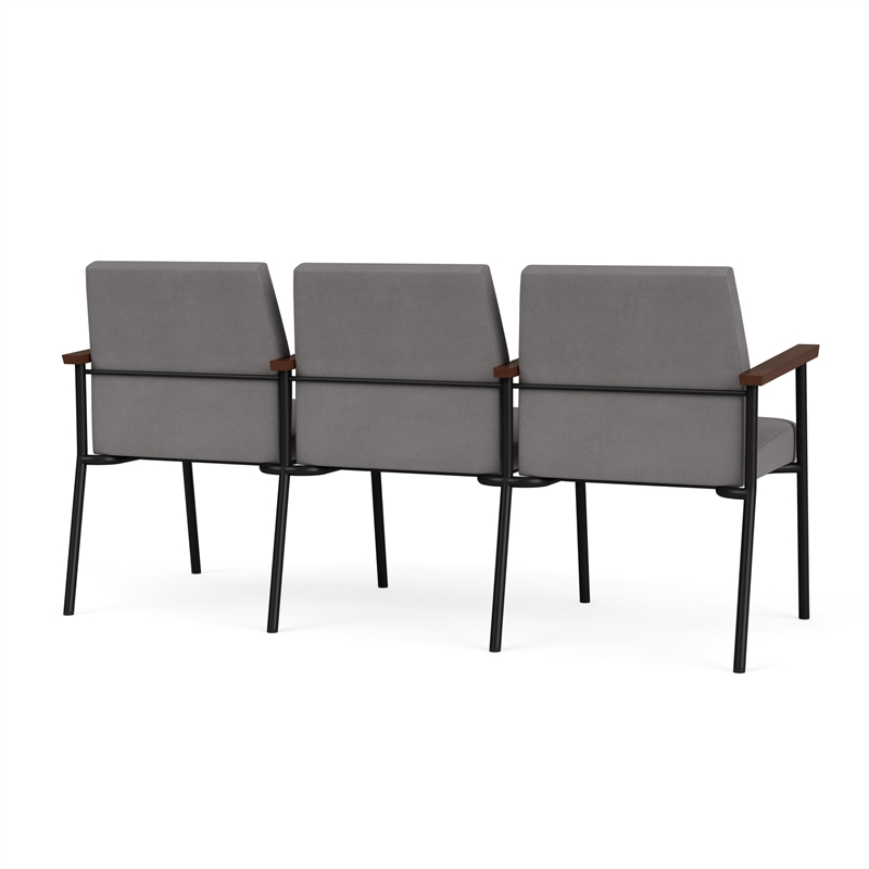Mystic Reception Waiting 3-Seat Steel Tandem Seating / Black Steel / Light Gray