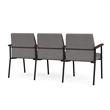Mystic Reception Waiting 3-Seat Steel Tandem Seating / Black Steel / Light Gray