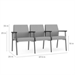 Mystic Reception Waiting 3-Seat Steel Tandem Seating / Black Steel / Light Gray