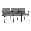 Mystic Reception Waiting 3-Seat Steel Tandem Seating / Black Steel / Light Gray