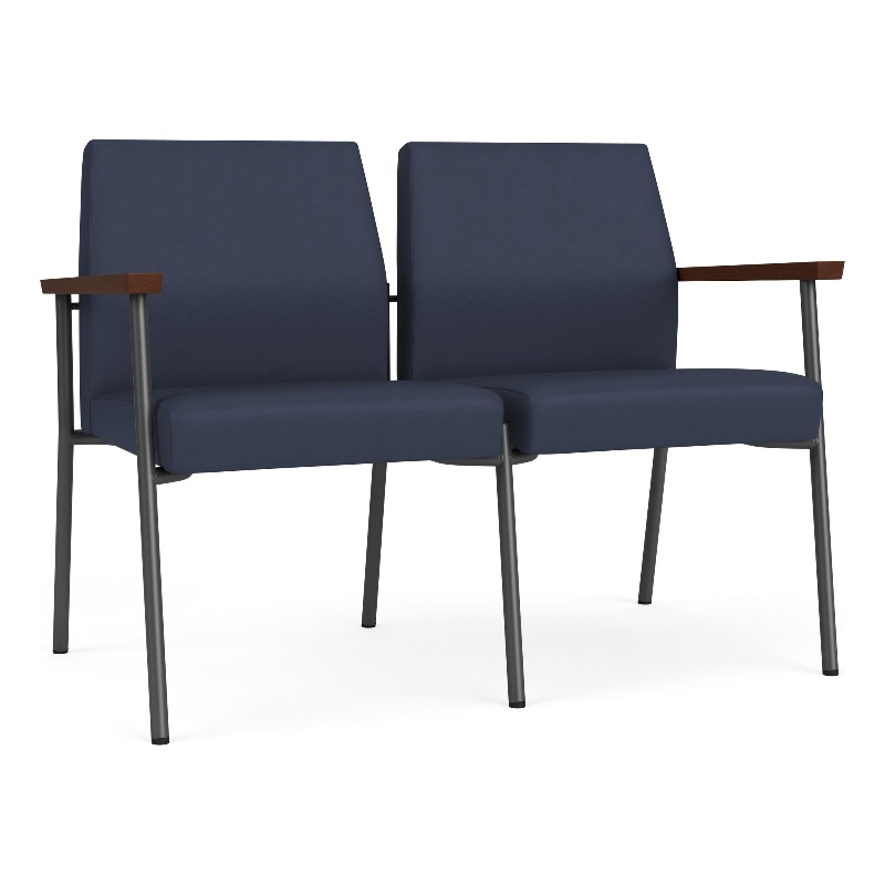 Mystic Reception Waiting 2-Seat Tandem Seating / Charcoal Steel / Blue