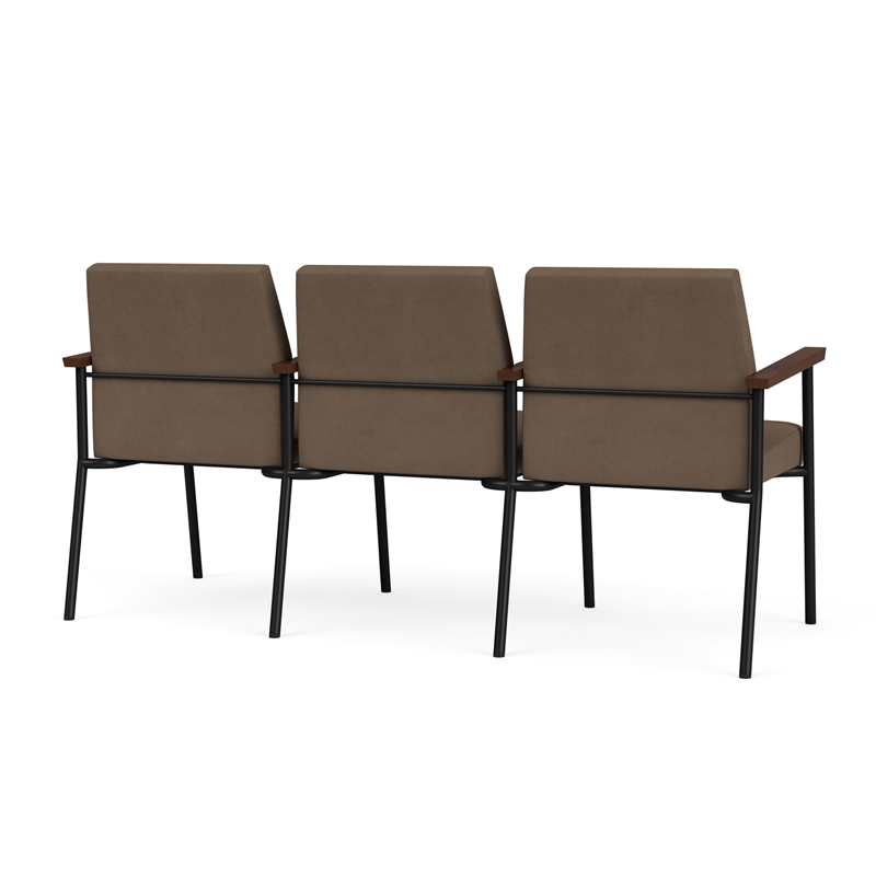 Mystic Reception Waiting 3-Seat Steel Tandem Seating / Black Steel / Brown