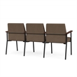 Mystic Reception Waiting 3-Seat Steel Tandem Seating / Black Steel / Brown