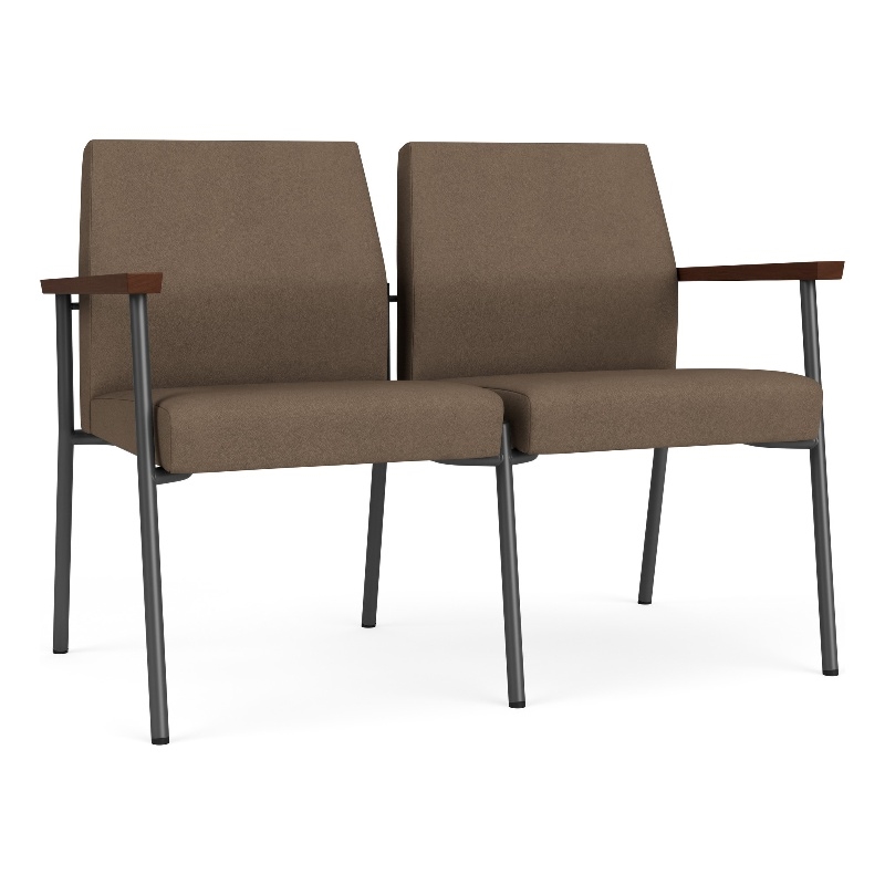 Mystic Reception Waiting 2-Seat Tandem Seating / Charcoal Steel / Brown