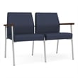 Mystic Reception Waiting Room 2-Seat Tandem Seating / Silver Steel / Blue