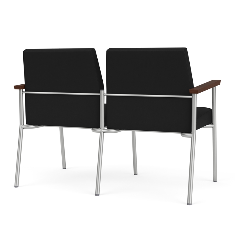 Mystic Reception Waiting Room 2-Seat Tandem Seating / Silver Steel / Black