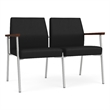 Mystic Reception Waiting Room 2-Seat Tandem Seating / Silver Steel / Black