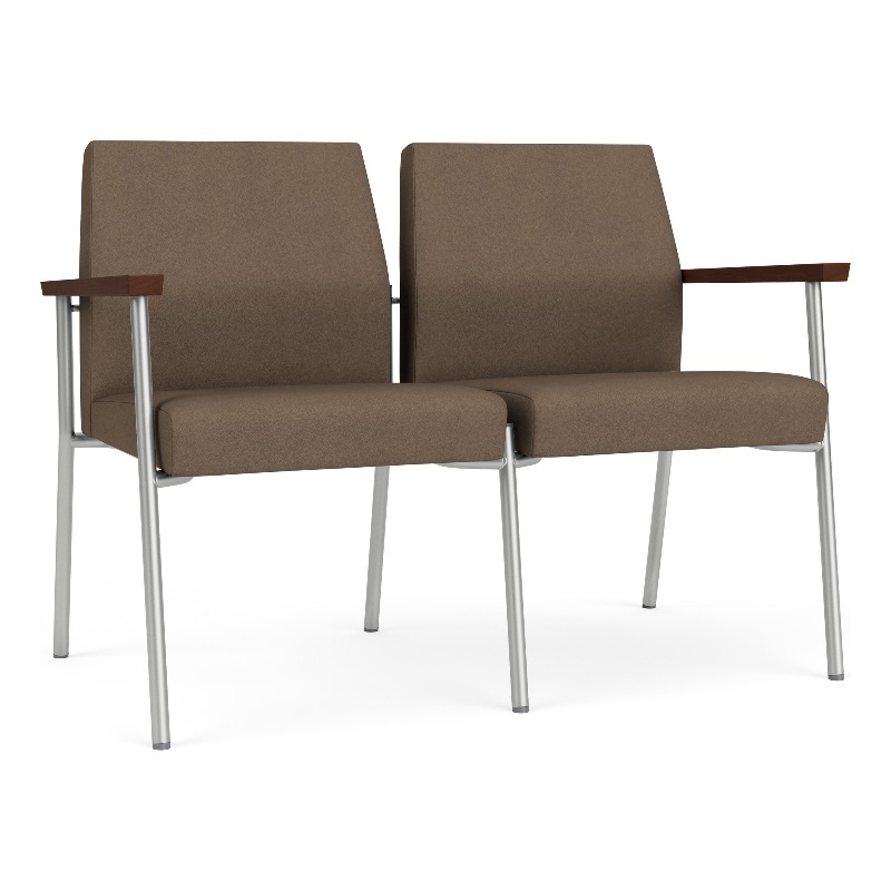 Mystic Reception Waiting Room 2-Seat Tandem Seating / Silver Steel / Brown