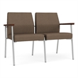 Mystic Reception Waiting Room 2-Seat Tandem Seating / Silver Steel / Brown