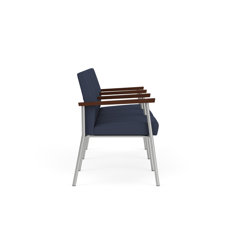 Mystic Reception Waiting Room 3-Seat Tandem Seating / Silver Steel / Blue