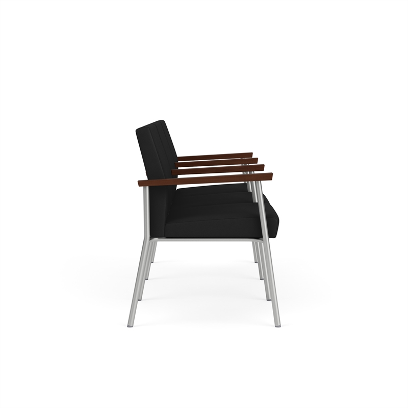 Mystic Reception Waiting Room 3-Seat Tandem Seating / Silver Steel / Black