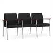 Mystic Reception Waiting Room 3-Seat Tandem Seating / Silver Steel / Black