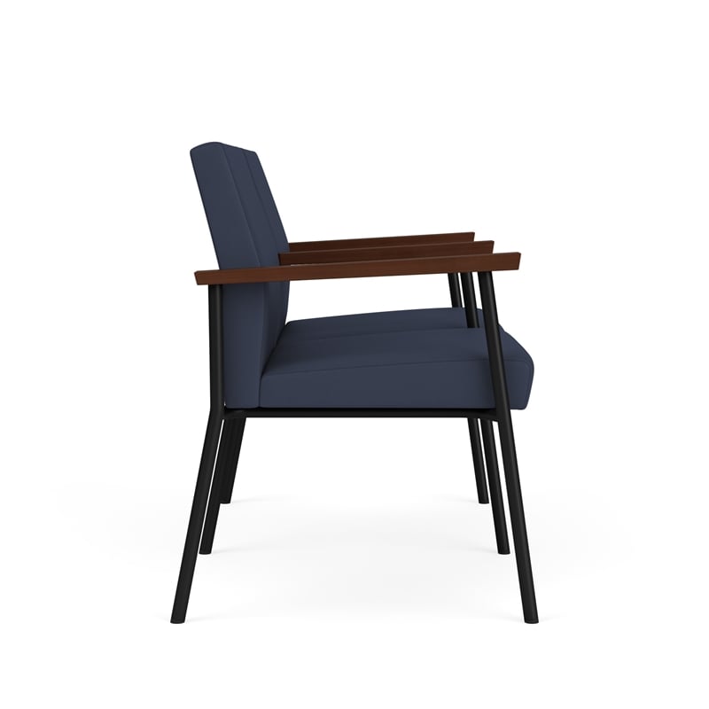 Mystic Reception Waiting 2-Seat Steel Tandem Seating / Black Steel / Blue