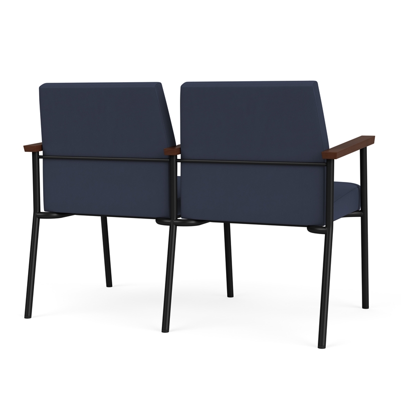 Mystic Reception Waiting 2-Seat Steel Tandem Seating / Black Steel / Blue