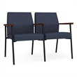 Mystic Reception Waiting 2-Seat Steel Tandem Seating / Black Steel / Blue