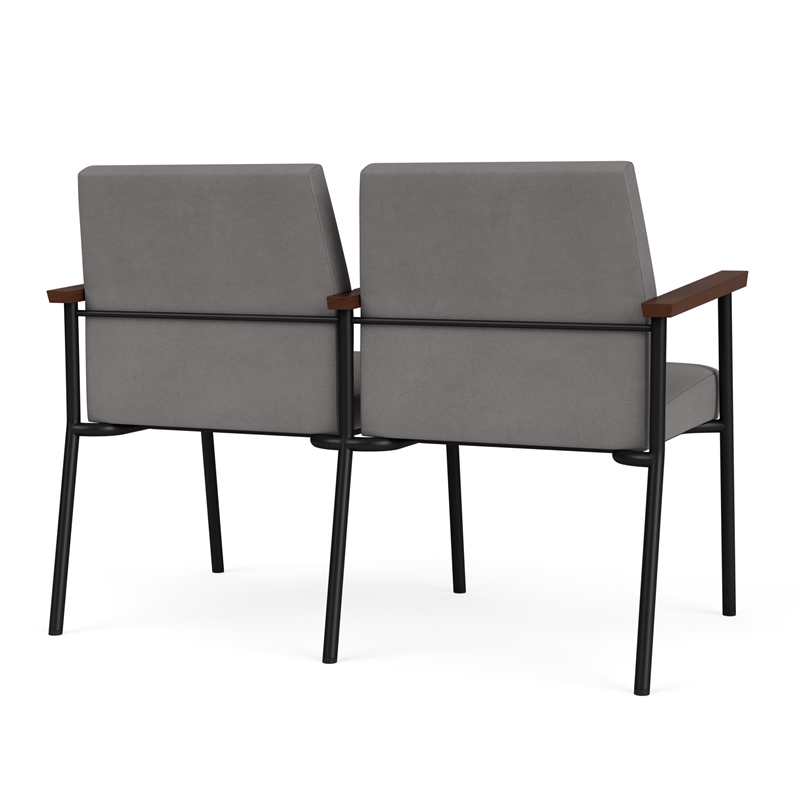 Mystic Reception Waiting 2-Seat Steel Tandem Seating / Black Steel / Light Gray